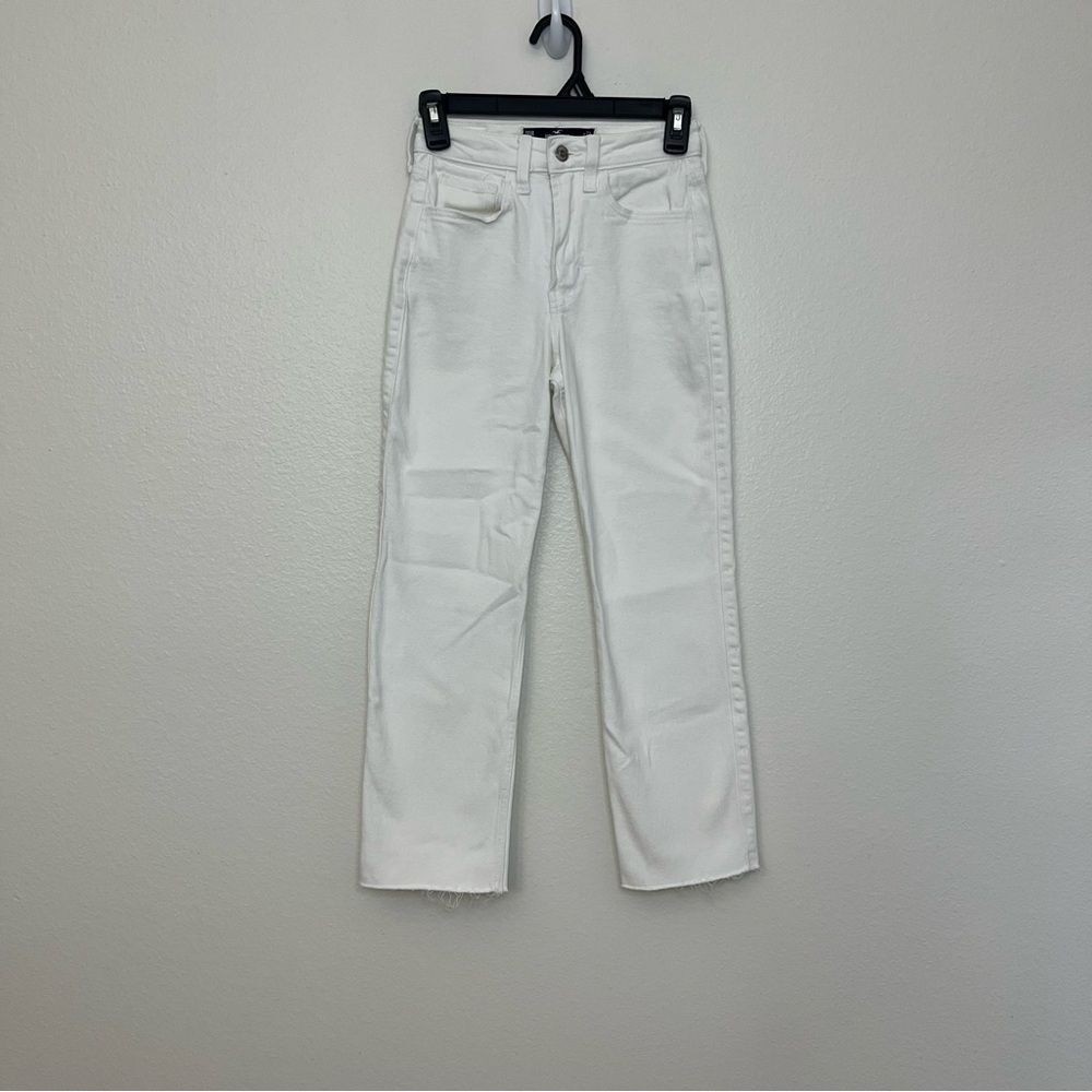 Hollister Ultra High Rise Crop Vintage Straight 00R White